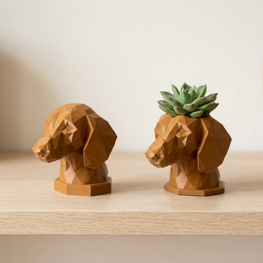 Dachshund Figurine & Planter Set