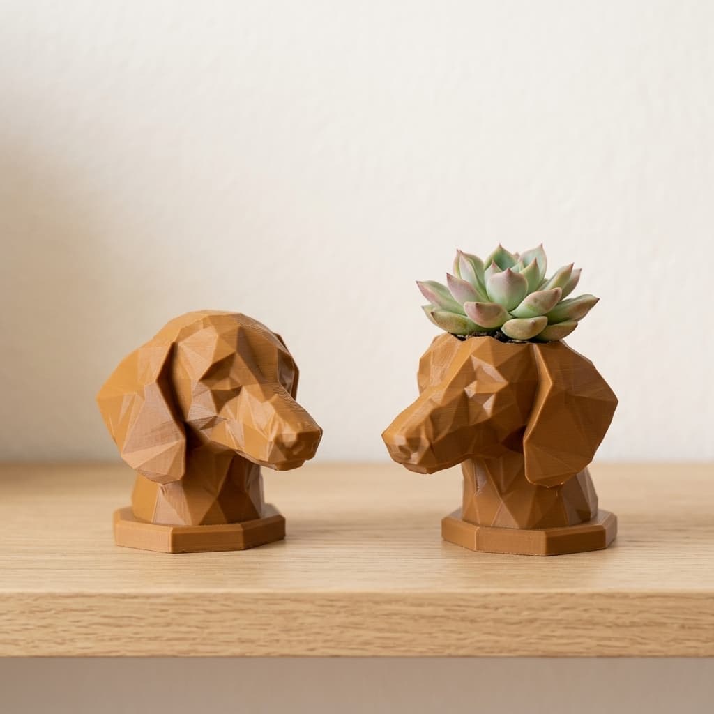 Dachshund Figurine & Planter Set