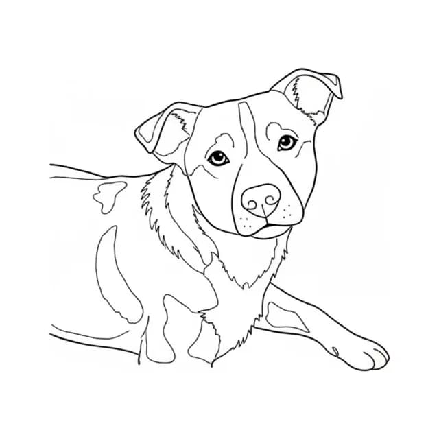 Example: a dog photo drawn as a faithful coloring picture in marker lines