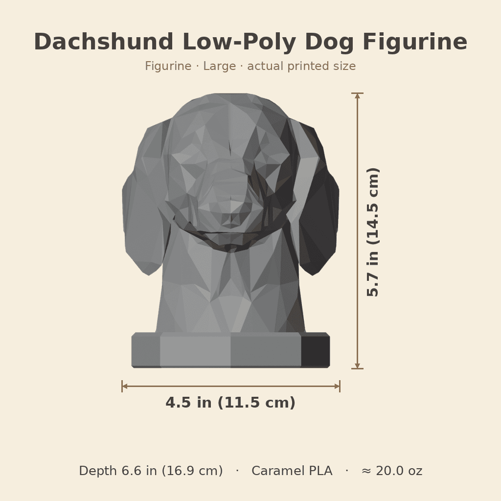 Dachshund Low-Poly Dog Figurine — view 4