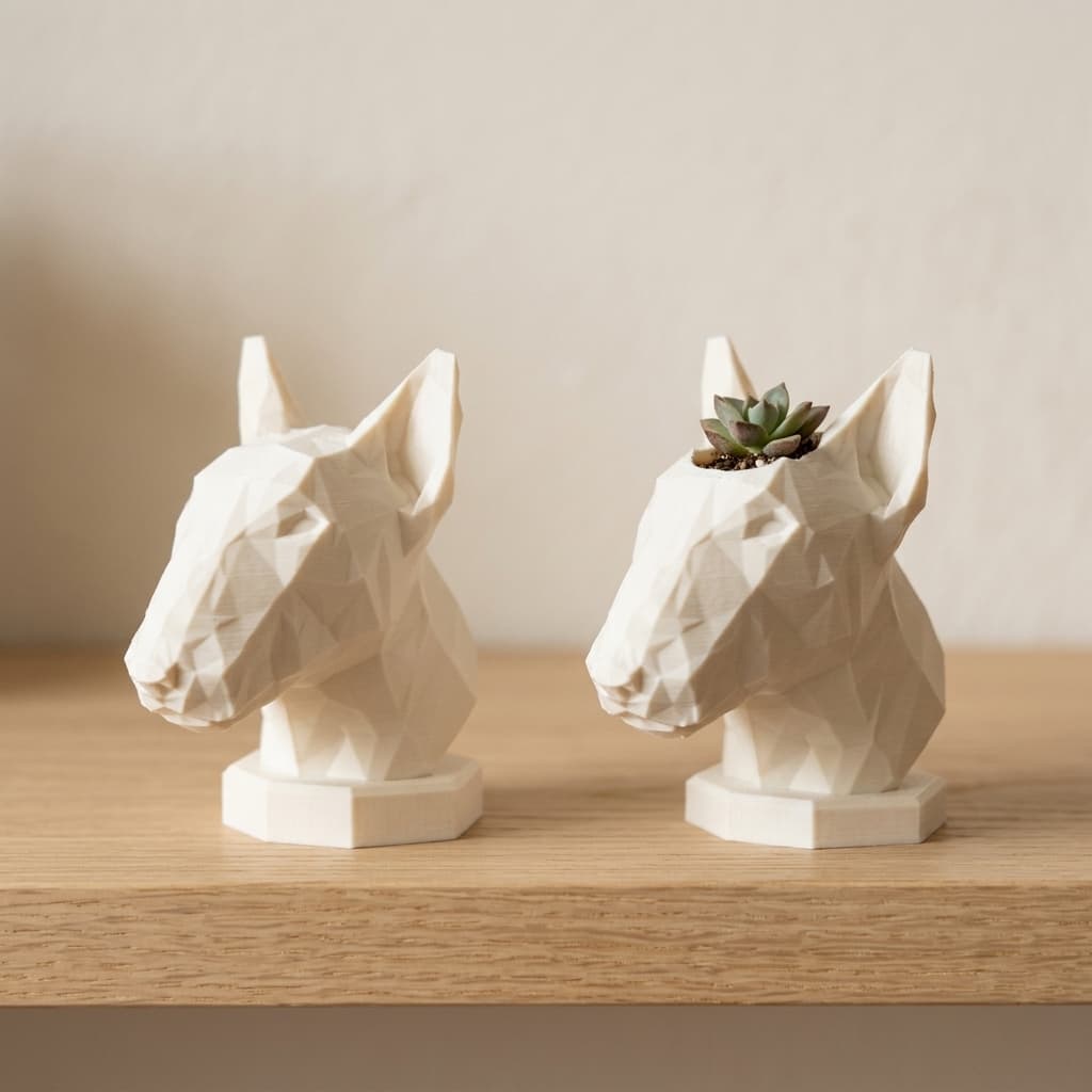 Bull Terrier Figurine & Planter Set