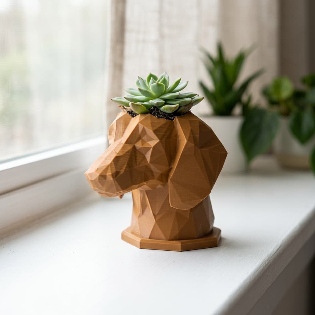 Dachshund Figurine & Planter Set — view 3