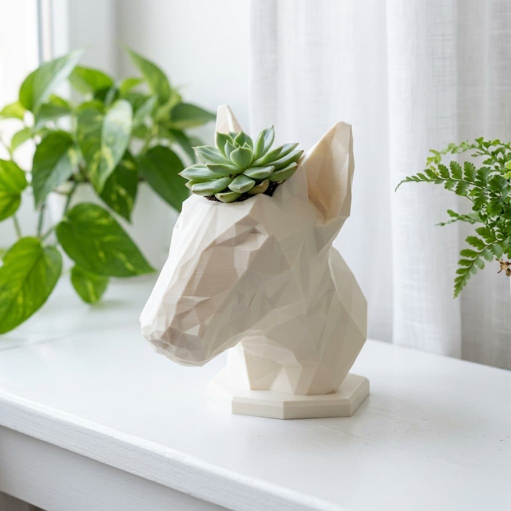 Bull Terrier Low-Poly Dog Planter