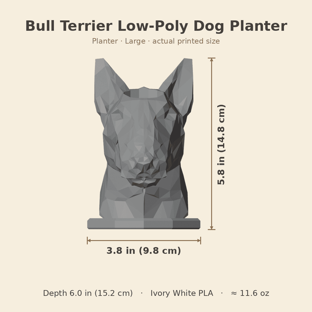 Bull Terrier Low-Poly Dog Planter — view 3