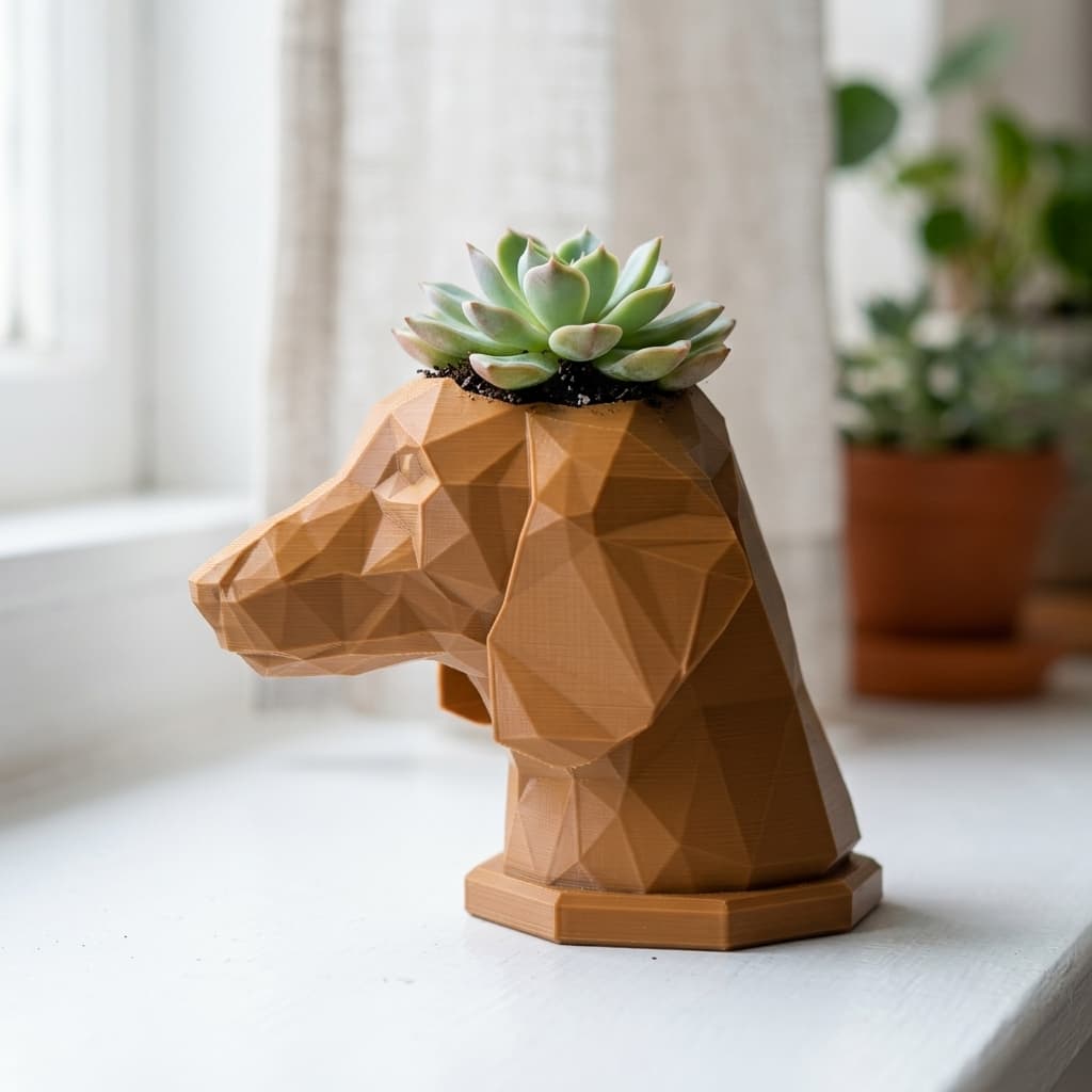 Dachshund Low-Poly Dog Planter — view 2