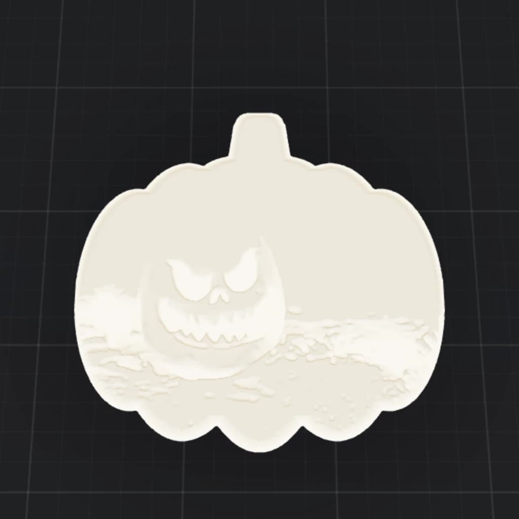 The pumpkin outline with a photo in it, 3D preview