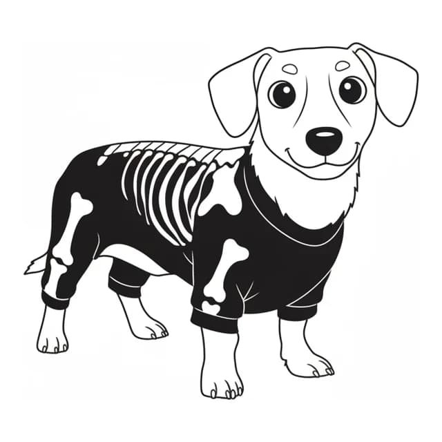The dog drawn as a children’s coloring picture